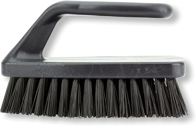 SPARTA Scrub Brush with Iron Shaped Handle and Stiff Bristles, Heavy Duty Scrubber Brush for Kitchen, Bathroom, Shower, Tile, Sink, Carpet and Bakepans, Polypropylene, 6 Inches, Black, (Pack of 6)