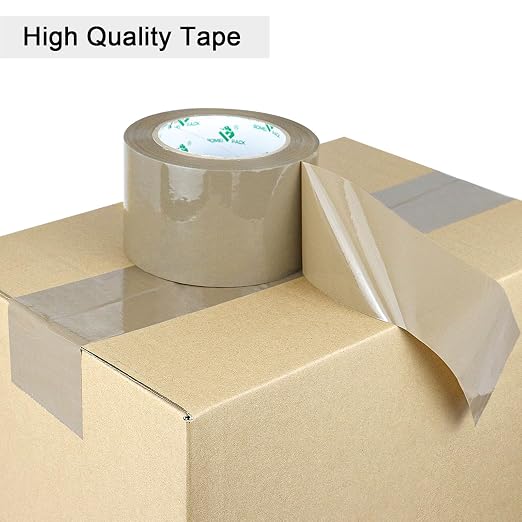 BOMEI PACK 3 inch Brown Packing Tape, 6 Refills Rolls Wide Packaging Tape for Moving, Shipping and Storage, 2.4 Mil x 110 Yards