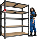 72" H Garage Storage Shelves,Storage Shelves Heavy Duty,2400LBS Heavy Duty Garage Shelving,Adjustable 5 Tier Shelving for Garage Storage,Warehouse,16"x35.5"x72"