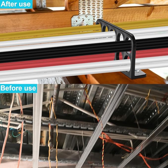 100Pack Cable Chase Wire Bracket, Cable Support Wire Bracket Holder for NMB Electrical Cord Organized Management,Labor&Time Saving,1" with 10 Hole Design