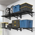 Jusgym 4 Pack Heavy Duty Garage Wall Shelving (2x3ft), 1400lbs Capacity Garage Shelving Wall Mounted, 24"x72"Garage Storage Rack Floating Shelves, Black