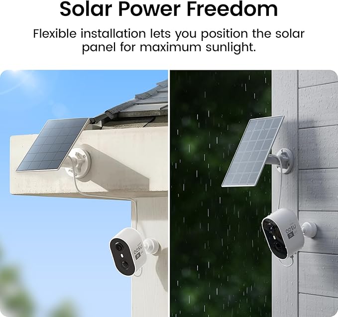 aosu Solar Security Cameras Wireless Outdoor Home System, True 2K HD, Cross-Camera Tracking, PIR + AI Human Detection, Color Night Vision, Local Storage, No Subscription Required, 6-Cam-Kit