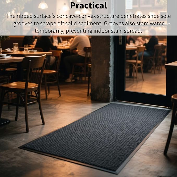 4 Pack 36"x24" Brush Step Entrance Mat - Indoor Outdoor Carpet Doormat with Deep Scraper & Rubber Border, for Dry Indoor/Outdoor Use at Door, Patio, Garage, Kitchen, Laundry Room