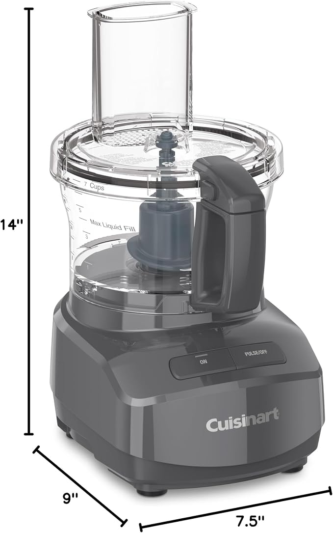Cuisinart 7-Cup Sleek and Modern Design Food Processor with Two Easy Controls and Universal Blade for Chopping, Mixing, and Dough (Gray) | 7-Cup Bowl, On and Pulse Controls, Universal Chopping and Mixing and Dough Blade
