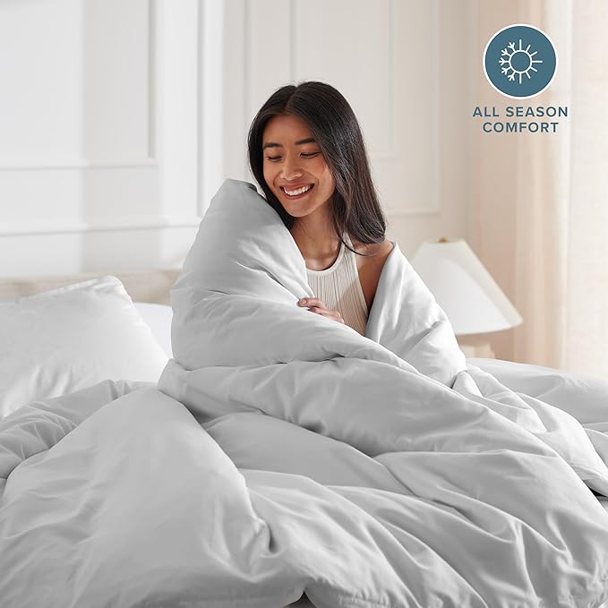 Bare Home Bedding Duvet Cover Oversized King - Premium 1800 Super Soft Collection - Lightweight, Cooling - Soft Breathable Bedding Duvet Cover (Oversized King, Cloud Grey)