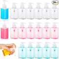 Domensi 24 Pcs 100ml /3.4 oz Pump Bottle Mini Travel Bottles Small Dispenser Containers Plastic Pump Lotion Dispenser Empty Square Travel Size Containers Toiletries (Multicolor)