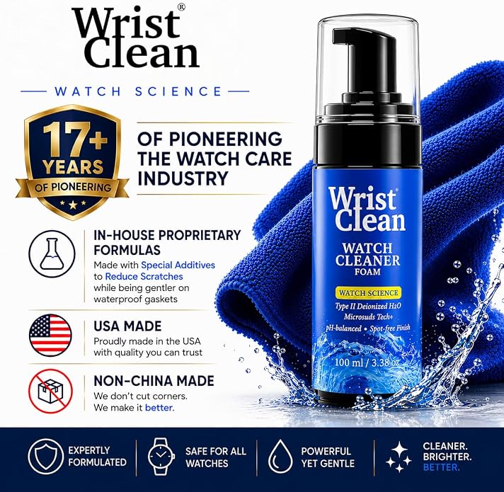 Premier Watch Cleaning Kit & Watch Polishing Kit | Cleaner, Polish, Rubber & Leather Strap Care, Microfiber Cloths, Brushes | Premium Timepiece Cleaning Tools | USA Made (9 Piece)