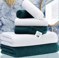 VOOVA & MOVAS 6PC Towel Set, 100% Cotton, Deep Turquoise White | 2 Large Bath 30x56 In, 2 Hand 18x28 In, 2 Wash Cloths 13x13 In, Quick Dry, Thick, Soft, Bathroom Decor Set