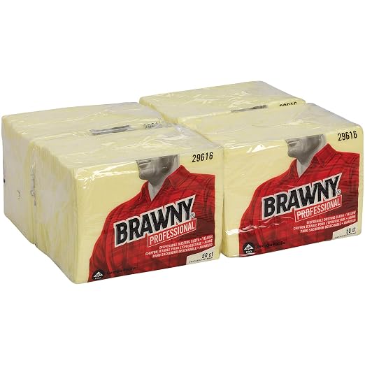 Georgia-Pacific Brawny Yellow 1/8 Fold Disposable Dusting Cloth by GP PRO, 24" Length x 17" Width, 29616 (Case of 4 Packs, 50 Cloths per Pack)