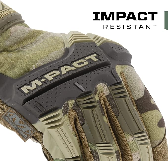 Mechanix Wear: M-Pact Tactical Gloves with Secure Fit, Touchscreen Capable Safety Gloves for Men, Work Gloves with Impact Protection and Vibration Absorption (MultiCam Camouflage, Small)