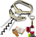 Ah So Wine Opener for Vintage Bottles, Old Wine Corkscrew with Portable Leather Case, Two Prong Cork Puller, for Wine Connoisseurs & Collectors to Uncork, Ideal Gifts for Wine Lovers (Sleek Bronze)