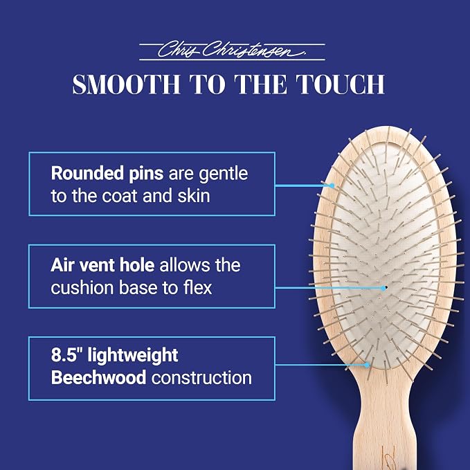 Chris Christensen Dog Brush, 27 mm Oval Pin Brush, Original Series, Groom Like a Professional, Stainless Steel Pins, Lightweight Beech Wood Body, Ground and Polished Tips