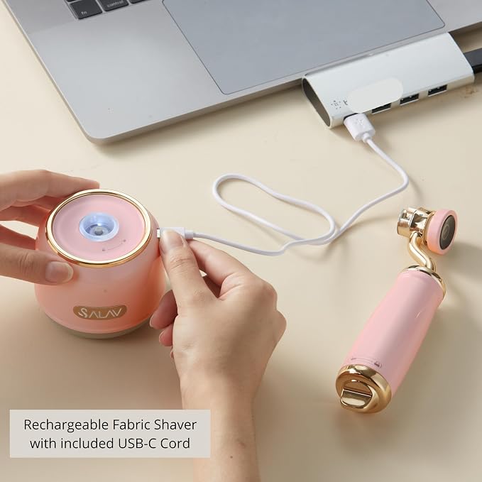 SALAV Retro Edition Rechargeable Fabric Shaver & Lint Roller, Rose