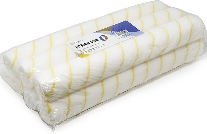 Allgala 18 Inch Shedless Lint Free Paint Roller Covers with End Caps -6PK-TH10319