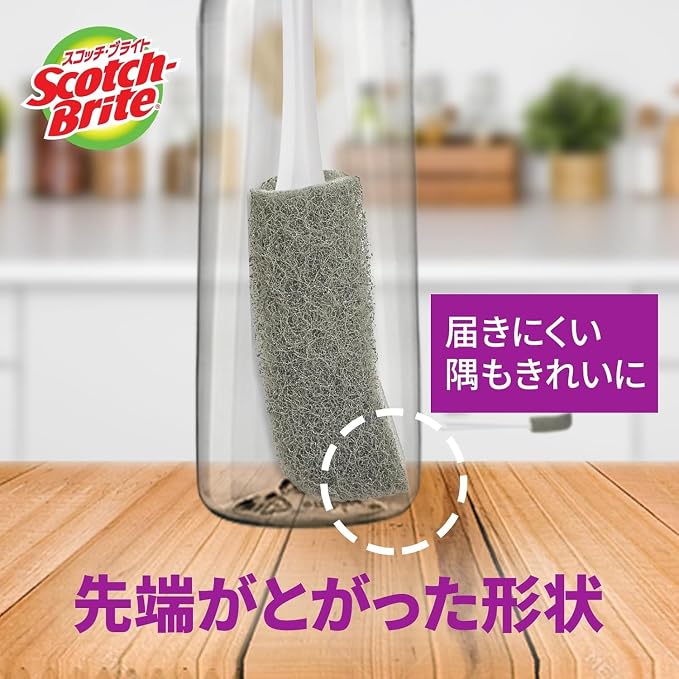 3M MBC-03KGY&R Scotch-Brite Sponge Brush, Water Bottle, Amazing Bottle Wash, Gray, Includes 1 Replacement