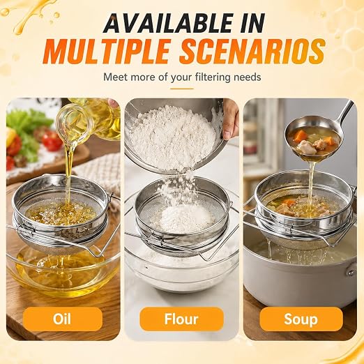 2PCS Honey Strainer Double Sieve Honey Filter, Honey Extractor for 5 Gallon Bucket 9x14 Inch, Beekeeping Supplies for 5 Gallon Bucket Honey, Beekeeping Equipment Tools
