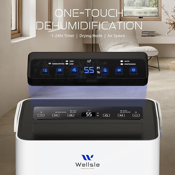 4500 Sq.ft Dehumidifier for Basement and Garage, 80 Pints Home Dehumidifier with Drain Hose and Water Tank, Quiet Dehumidifiers for Bedroom, Living Room, Office.