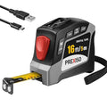 PREXISO 2-in-1 Digital Tape Measure - 16Ft Rechargeable Digital Measuring Tape Ruler Ft/Ft+in/in/M/CM/MM Unit, Metric & Inches Retractable Measurement Tape Tools, Auto Lock, Pythagorean, Area, Volume