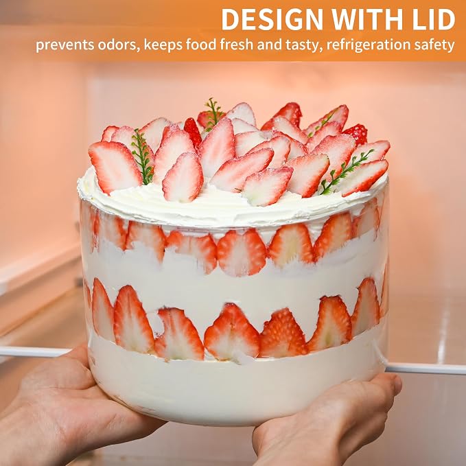 Large Trifle Bowl Glass, Morden Design Clear Glass Salad Bowl with Lid 125oz, Serving Bowl for Laying Ice Cream Cakes, Cupcake, Salad, Fruit, Microwave & Dishwasher Safe