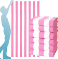 6 Packs Stripe Beach Towel Thin Terry Set XL Big Extra Large Oversized Accessories Essentials Soft Super Absorbent Clearance Pool Swim Camping Travel Bath Towels Bulk Men Women Adults Gift Pink