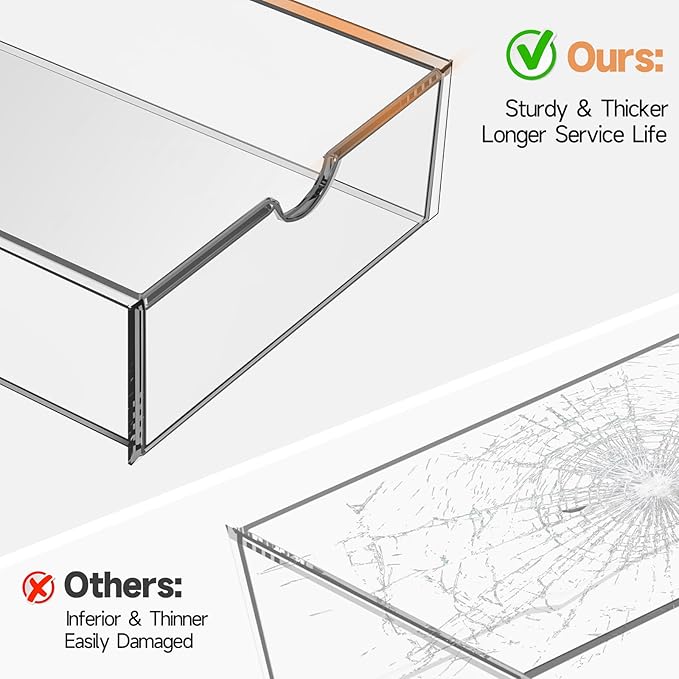 Makeup Drawer Storage Organizer with 16 Drawers, 4 Set Acrylic Office Desk Organization and Storage, Dustproof Drawer Organizer for Makeup, Office, Countertop, Jewelry, Pen, Desktop, Bathroom, Bedroom