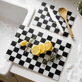 Thenshop Set of 2 Tempered Glass Cutting Boards Black Check Countertop Cutting Boards Heat Resistant with Non-slip Feet for Kitchen Counter Housewarming Wedding Gift 7.9x11inch+11x15 Inch