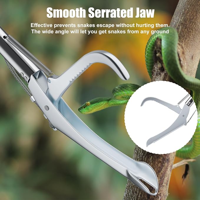 47" Extra Heavy Duty Snake Tongs Reptile Grabber Catcher | Wide Jaw Handling Tool for Outdoor, Garden, and Emergency Use