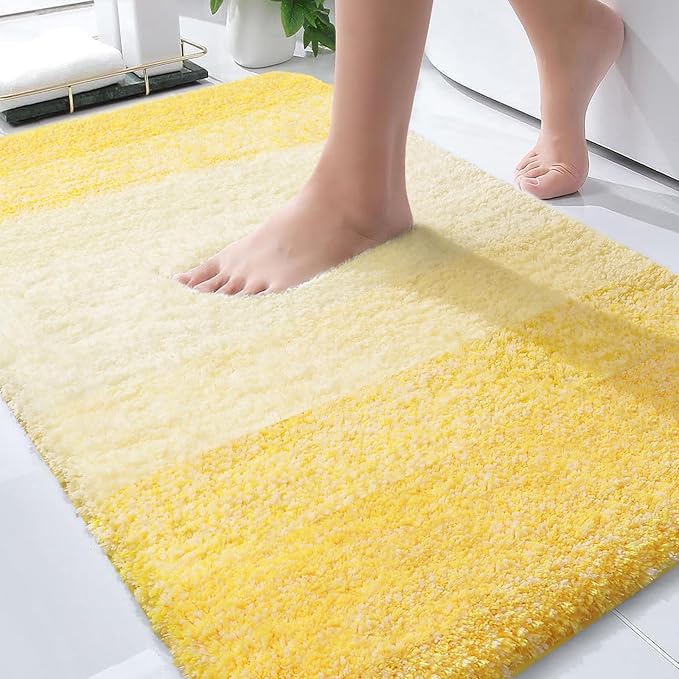OLANLY Bathroom Rugs Mat 36x24, Extra Soft Absorbent Microfiber Bath Rugs, Rubber Backing, Quick Dry, Machine Washable Bath Mats for Bathroom Floor, Tub and Shower, Home Decor Accessories, Yellow