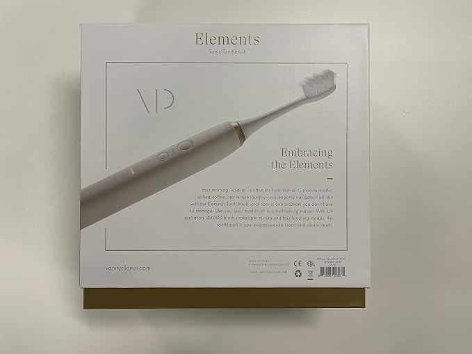 Vanity Planet Elements Ultrasonic Electric Toothbrush - Gold - Advanced Oral Care with UV Sanitizing Charger Base with 3 Replacement Heads - 99.9% Effective Keeping Your Teeth Clean | Advanced Oral Care with UV Sanitizing Charger Base with 3 Replacemen...