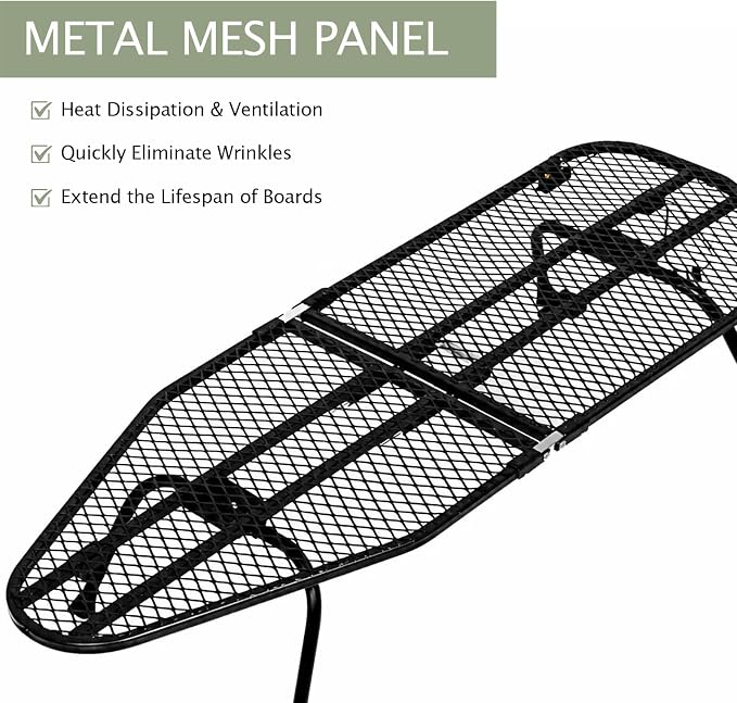 SheeChung Small Ironing Board 12"x32",Mini Ironing Board with Metal Mesh | Foldable,Tabletop,Hanging Hook,Cotton Cover,Heat Resistant Pad,Space Saving,Non-Slip Feet,Fits for Dorm Travel Sewing Room