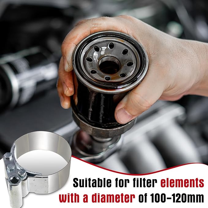Yaocom 2 Pieces 3-3/4 to 4-1/2 Heavy Duty Oil Filter Wrench Use with 1/2 Square Drive, Air Dryer Diesel Truck Large Oil Filter Wrench