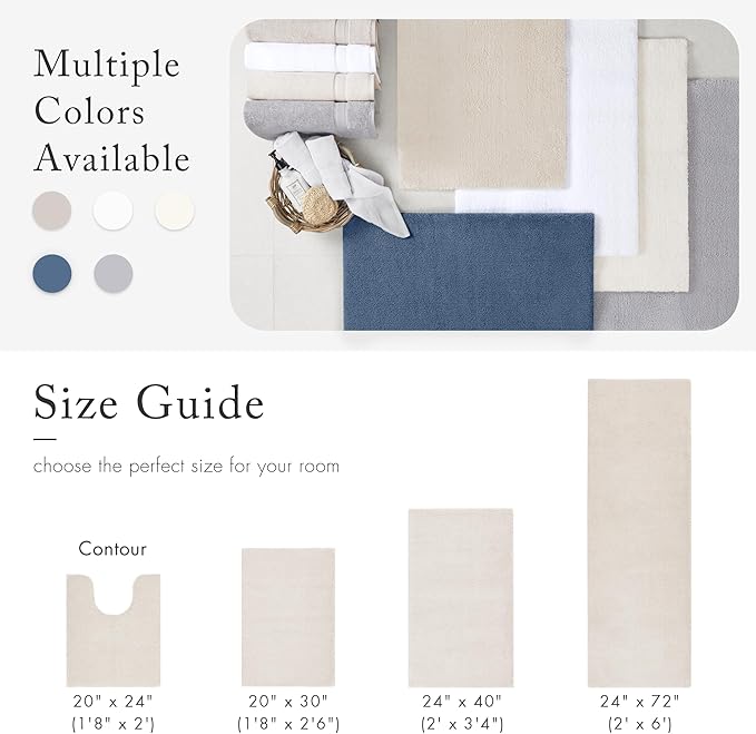 Madison Park Non Slip, Luxrurious Plush Mat, Absorbent, Quick Dry, Spa Design Bath Room Décor Marshmallow Bathroom Rug, 20x24, Natural