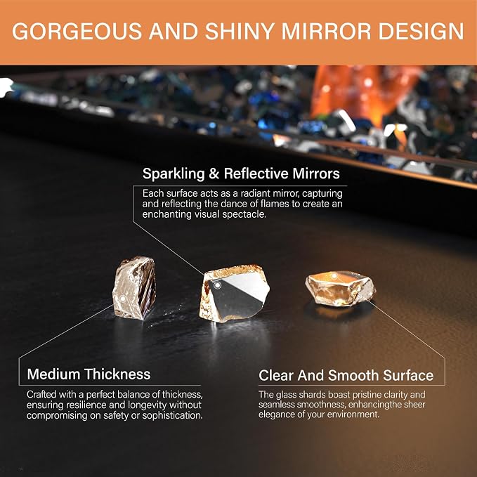NUPICK 5 Pound Fire Glass, 1/2 Inch Reflective Fire Pit Glass | Tempered Fire Pit Rocks for Propane or Natural Gas, Glass Rocks for Fire Pit Table, Fireplace, Fire Bowl, Rose Gold