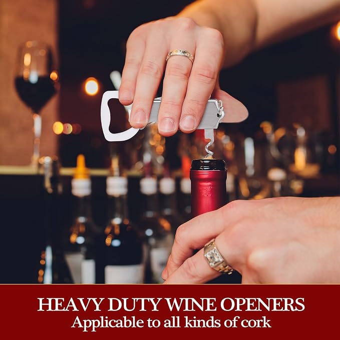 24 Pcs Bottle Opener Keychain Bulk Wine Bottle Beer Opener Keychain 3.27" Stainless Steel Corkscrew Waiter Corkscrew Wine Keyring Gifts for Christmas Bar Party Wedding Home (Silver)