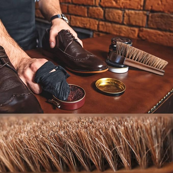Polishing Brush Wood Handle Use For Leather Shoes Bag Coat Car Seat Soft Dust Removal And Polishing