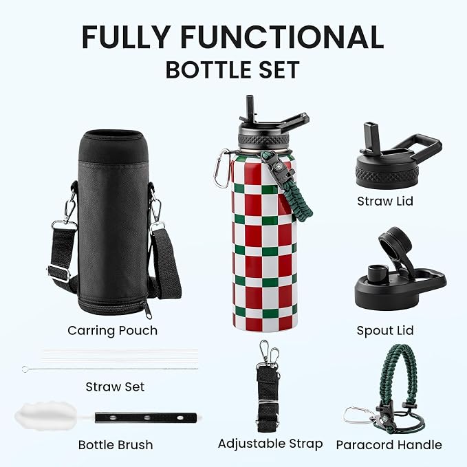RAYMYLO 2026 Soccer Biggest Event Edition Insulated Water Bottle 40 oz, Nation Flag Design, Best Souvenir & Gift for World Soccer Lover, Vacuum Stainless Steel (Cold for 36Hrs), Leak Proof & Non-BPA