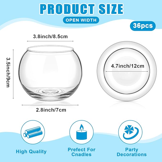 36 Pcs Fish Bowl Bubble Vase Bulk,3.5" h X 4.7" w
