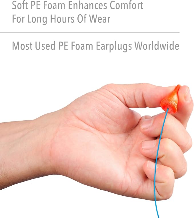 Honeywell Howard Leight by Maximum Corded Disposable Foam Earplugs, 100 Pairs, Orange (Pack of 10)