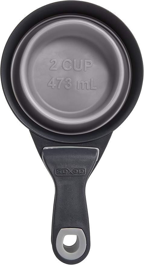 Dexas Popware for Pets Collapsible Klip Scoop, 3-in-1 Pet Food Scoop, Measuring Cup and Bag Clip, 2 Cup Capacity, Light Gray