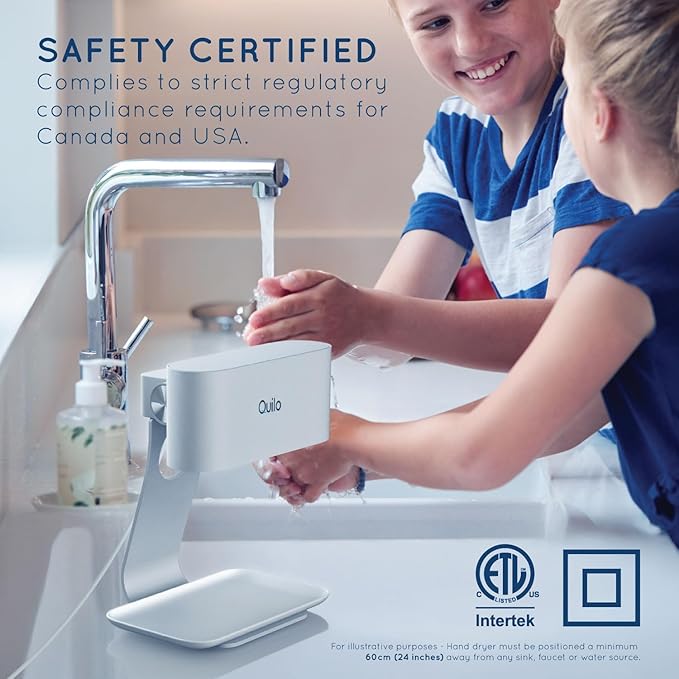 Quilo PALMZ™ Touchless Hand Dryer for Home & Small Spaces – Hygienic Alternative to Hand Towels | Compact Wall-Mount or Countertop | Dries Hands in ~15 Seconds | Modern Bathroom Upgrade