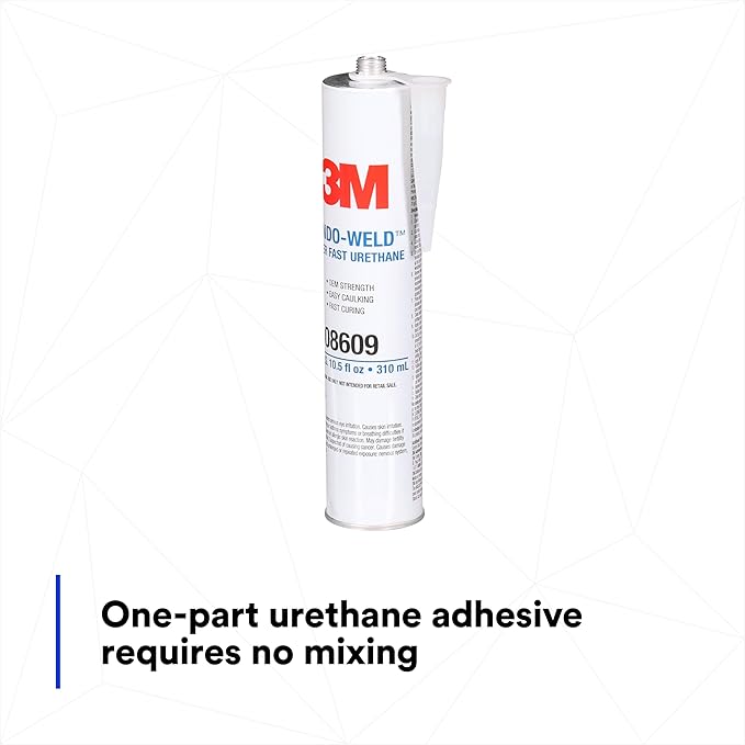 3M Window-Weld Urethane Windshield Adhesive, 08609, 10.5 fl oz Cartridge, Black | High-Strength Fast-Curing One-Part Auto Glass Sealant