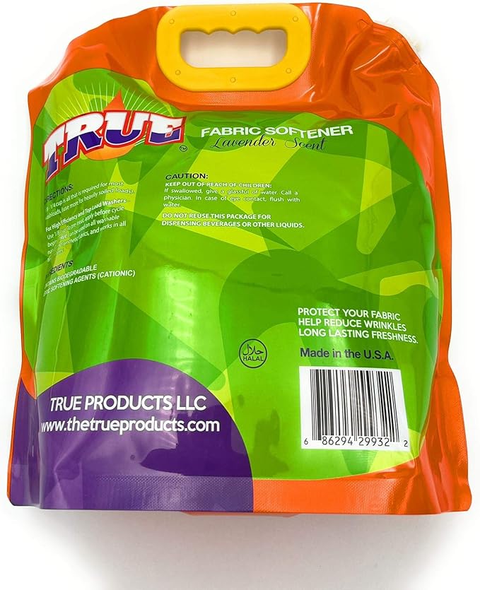 True Detergent Plant Based Fabric Softener - 101 Total Loads - Fabric Softener for Sensitive Skin - Made from Cotton Seeds - Concentrated Formula - Made in USA & Halal - Lavender Scent, 101 Fl oz