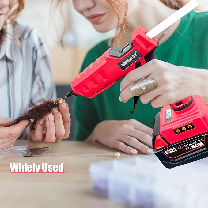 MONVICT 100W Cordless Glue Gun for Milwaukee 18V Battery, Upgraded | Digital Temperature Adjustable Handheld Electric Power Full Size Heavy Duty Hot Glue Gun with 10 Glue Sticks (Tools only)