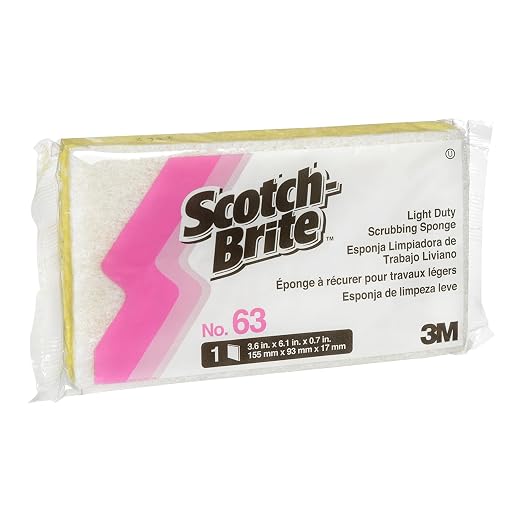 3M Scotch-Brite Light Duty Scrubbing Sponge 63, 6.1 in x 3.6 in x 0.7 in, 20/Case