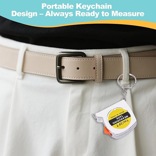 100 Pcs Mini Tape Measure Keychains, Retractable Measuring Tapes | Slide Lock, 1m/3ft Ruler Key Rings for Party Favors, DIY Projects, Gifts, Classroom Rewards, Bulk Event Supplies, 1.5 Inch