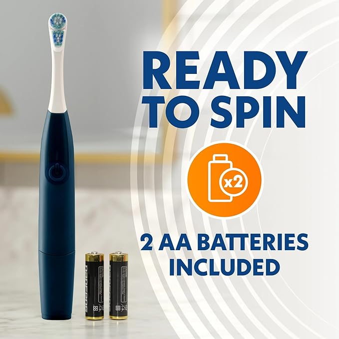Spinbrush Smart Clean Electric Toothbrush for Adults – Value Pack 2 Brushes + 2 Replacement Heads, Battery Powered, Removes Plaque, Reduces Stains 50%, 2-Min Auto Shutoff, Soft Bristles