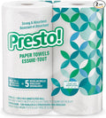 Amazon Brand - Presto! Flex-a-Size Kitchen Paper Towels, 2-Ply, Strong and Absorbent, 128 Sheet Family Roll, 2 Rolls