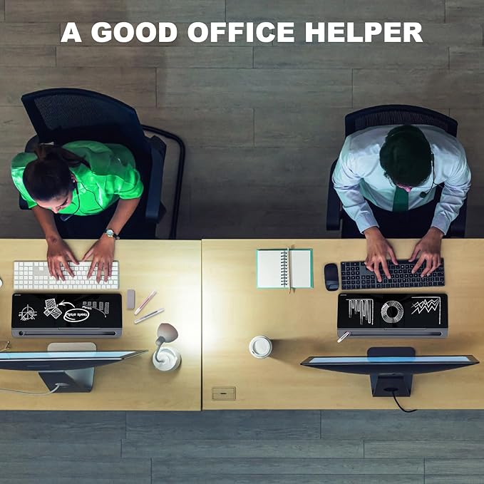 TSJ OFFICE Desktop Whiteboard Dry-Erase-Board - Computer Keyboard Stand White Board Surface Pad with Drawer, Desk Organizers with Accessories for Office, Home, School Supplies - Black＆Grey