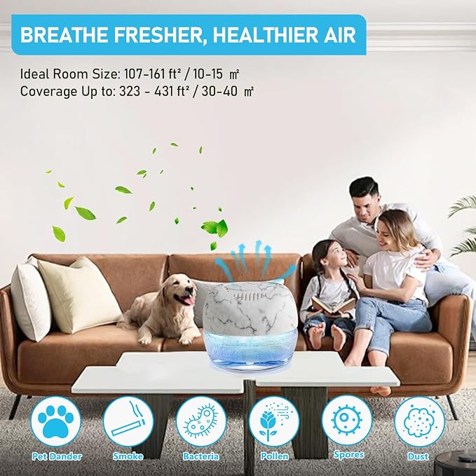 Purifier Air Washer, Air Fresher Aroma Diffuser for Home, Office, Air Purifier with Night Light (Marbling)