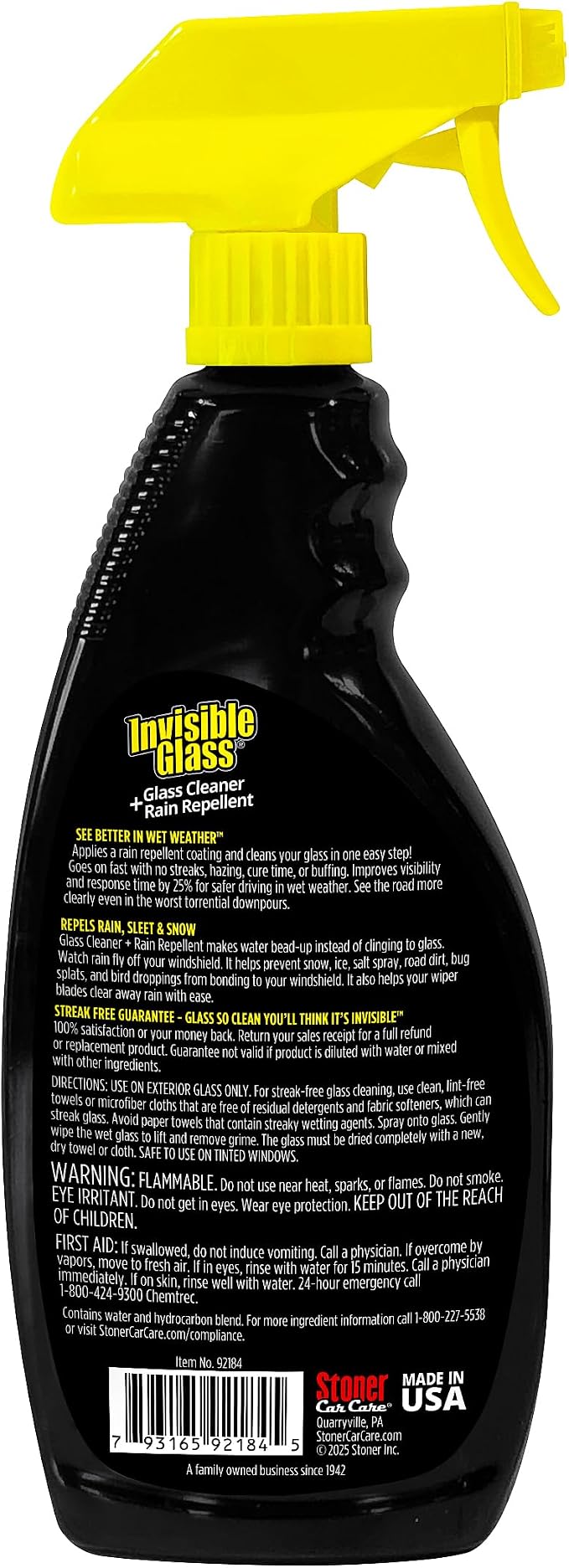 Invisible Glass 92184-6PK Glass Cleaner + Rain Repellent 2-in-1 Windshield and Window Spray, Cleans Auto Glass, Repels Rain, Sleet, Snow, Improves Wet Weather Visibility – 22 fl oz (Pack of 6)